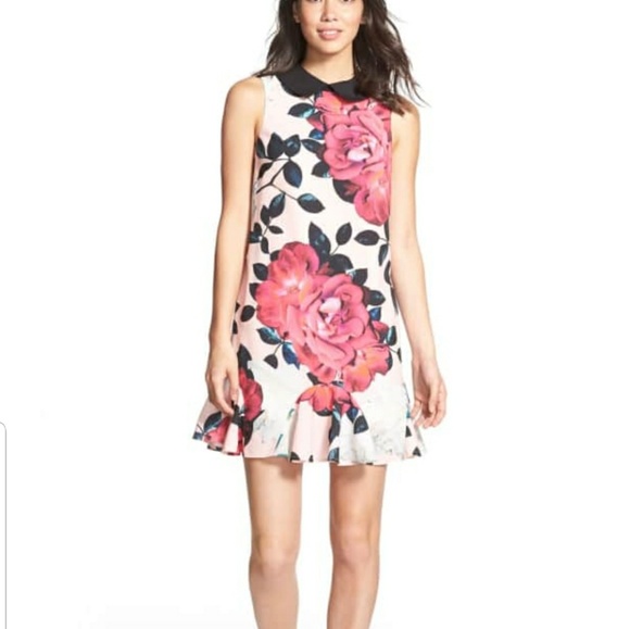 CeCe Dresses Cece Pink Rose Floral Printed Collared Dress Poshmark